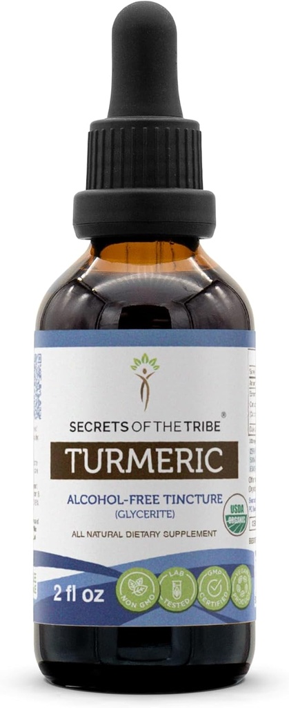 Turmeric Alcohol- Free Liquid Extract, USDA Organic Turmeric (Curcuma Longa) Root kering (2 fl oz)