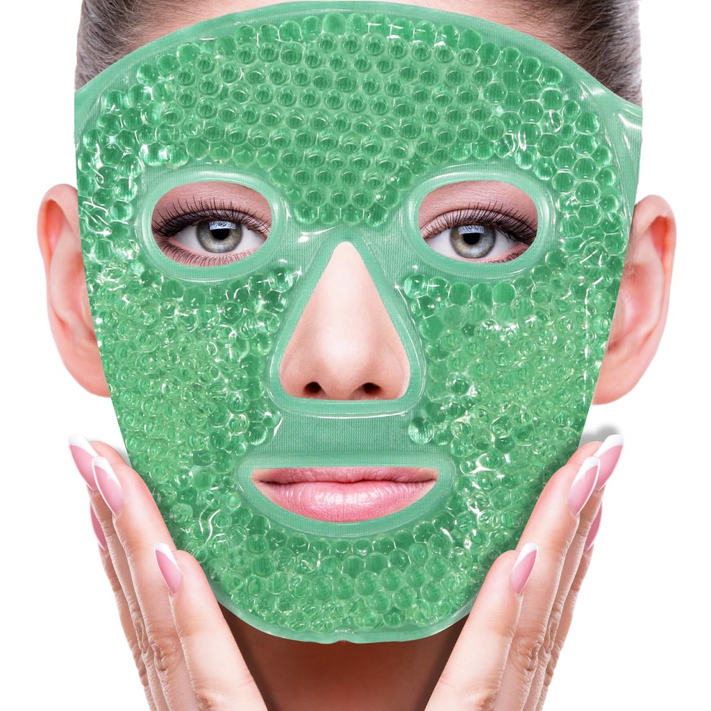 ZNOY CUETCH D Face Eye Mask Ice Pack untuk Mengurangi Puffiniss, Bags Under Eyes, Puffy Dark Circles, Migraine, Hot / Cold Pack dengan Soft Plash Backing (Green # 43)