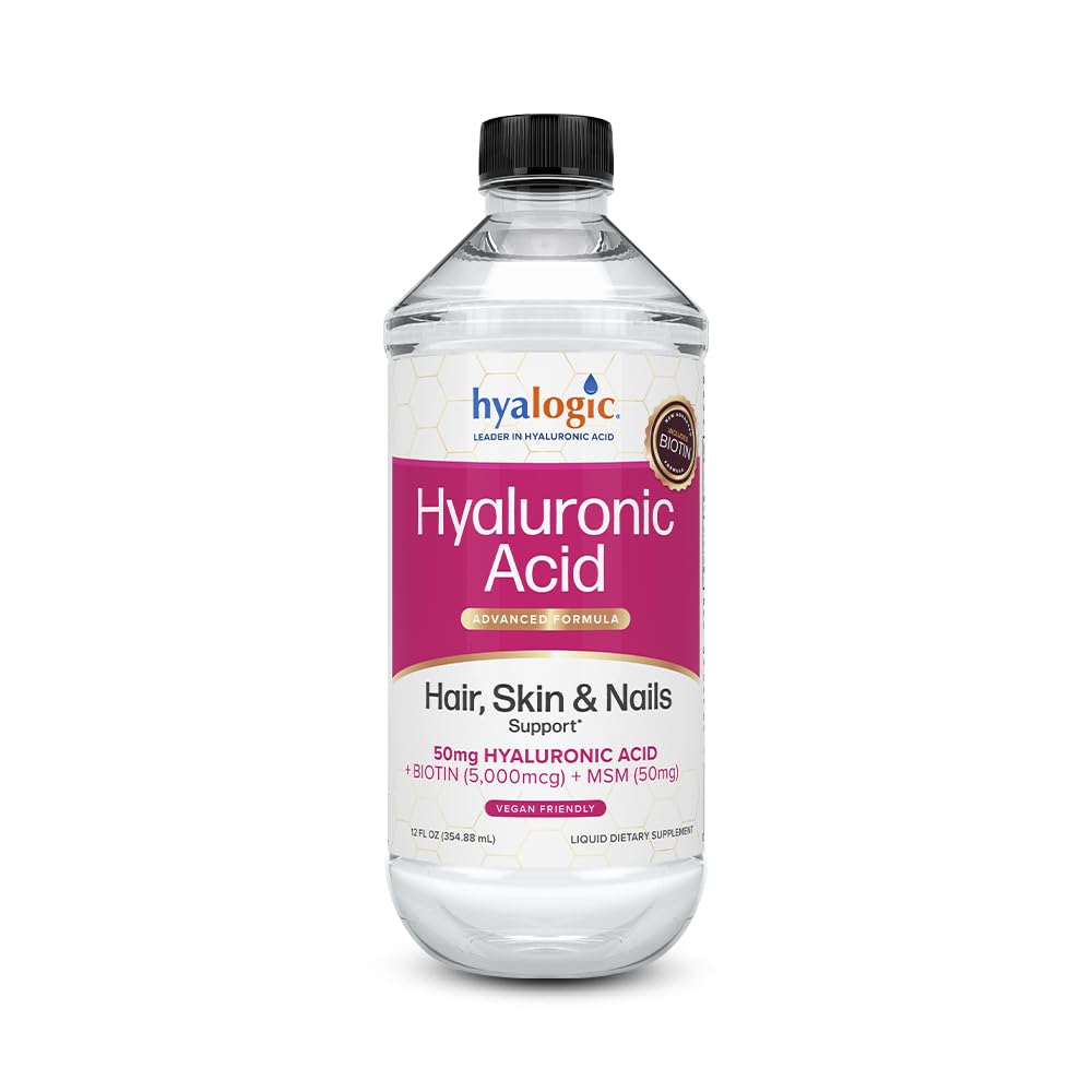 Hyalogi Liquid Hyaluronic Acid Supplement - Dukungan untuk Rambut Healthy, Skin dan Nails dengan 5.000 mcg Biotin dan 50mg MSM - Natural Hidration untuk Whole Body