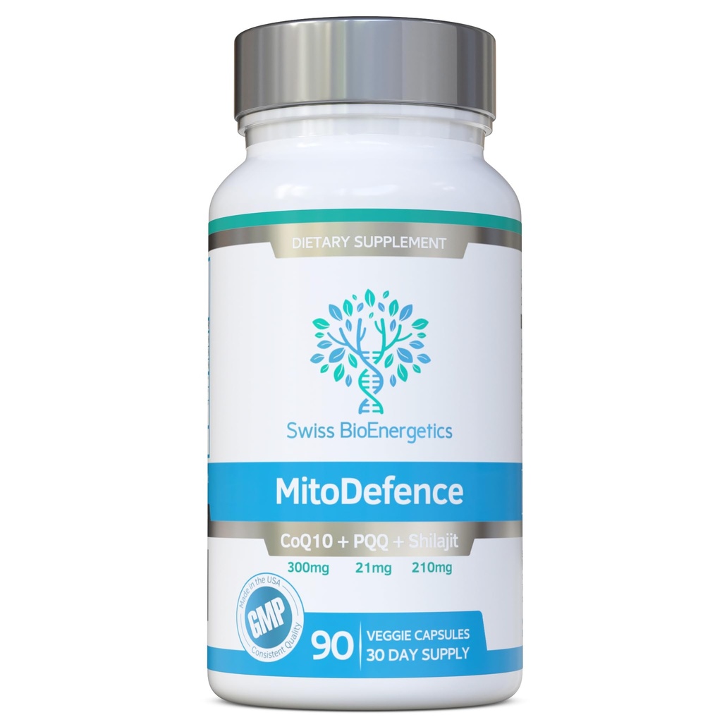 MitoDefence - 300mg CoQ10 dengan 21mg PQQ dan 210mg dosis harian Shilajit - All in One Mitokondria Dukungan dengan Enhanced Absorpsi - Diproduksi dan Diuji di Amerika Serikat