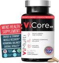 Premium ViCore Men 's Herbal Supplement - Tongkat Ali (Longjack), Maka Root, Panax Ginseng, Zinc & L-Arginine - Mendukung Energi, Stamina, Kesehatan Kelahiran & Manusia - 60 Capsules