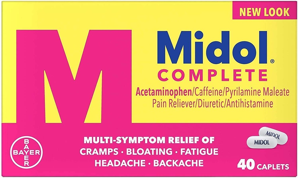 Midol Maksimal Kekuatan Pain Reliever Caplets 40 ea (Paket 4)