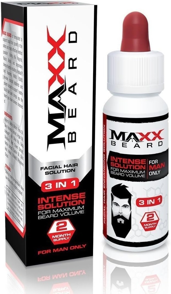 Maxx Beard - # 1 Solusi Tumbuh Beard, Solusi Alam untuk Maksimum Beard Volume-2 Pasokan Bulan