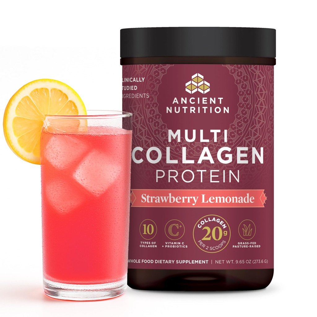 Peptida Peptida Powder Kuno, Multi Collagen Protein, Perempuan & Pria, Vitamin C, Propium, Collagen Hidrolized, Supports Skin, Joints, Gut Health, Strawberry Lemonade, 24 Pegawai