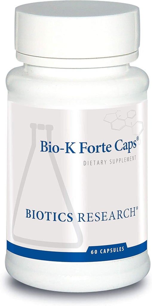 Biotika Research Bio K Forte Caps Vitamin K sebagai menaquinone 7, phytonadione, Kombinasi dengan K1 & MK 7 dalam 1: 10 Rasio. Potency Tinggi Vitamin K dengan SOD dan Catalase 60 Capsules