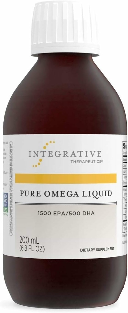 Intergrative Therapeutics Pure Omega Liquid - Fish Oil Supplement for Nuttration - Dupport Heart Health * - No Fishy Burps - Sustable Sourded - Dairy- Free - Lemon, 6.8 lf oz (40 Servis)