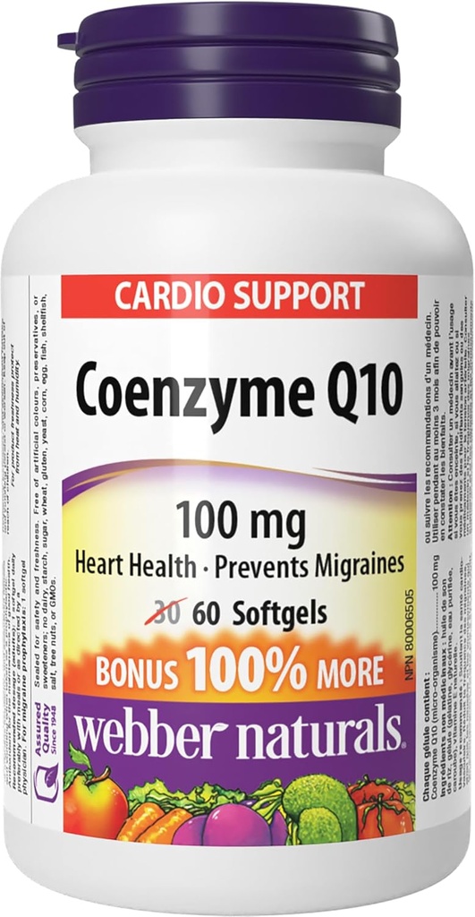 Webber Coenzim Q10 100 mg, 60 softgels