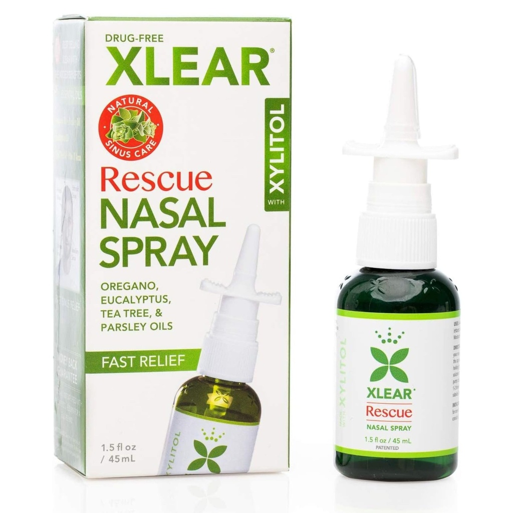 Xlear Rescue Nasal Spray dengan Xylitol, Oregano dan Tea Tree, 1.5 fl oz (Pack of 1)