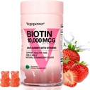 Gummies Perkembangan Rambut dengan Biotin 10.000mcg - Vegan Rambut Vitamin Gummy untuk Rambut Sehat Yor, Skin & Nails, Ditambahkan B- Kompleks, Vitamin D, Vitamin A & Zinc
