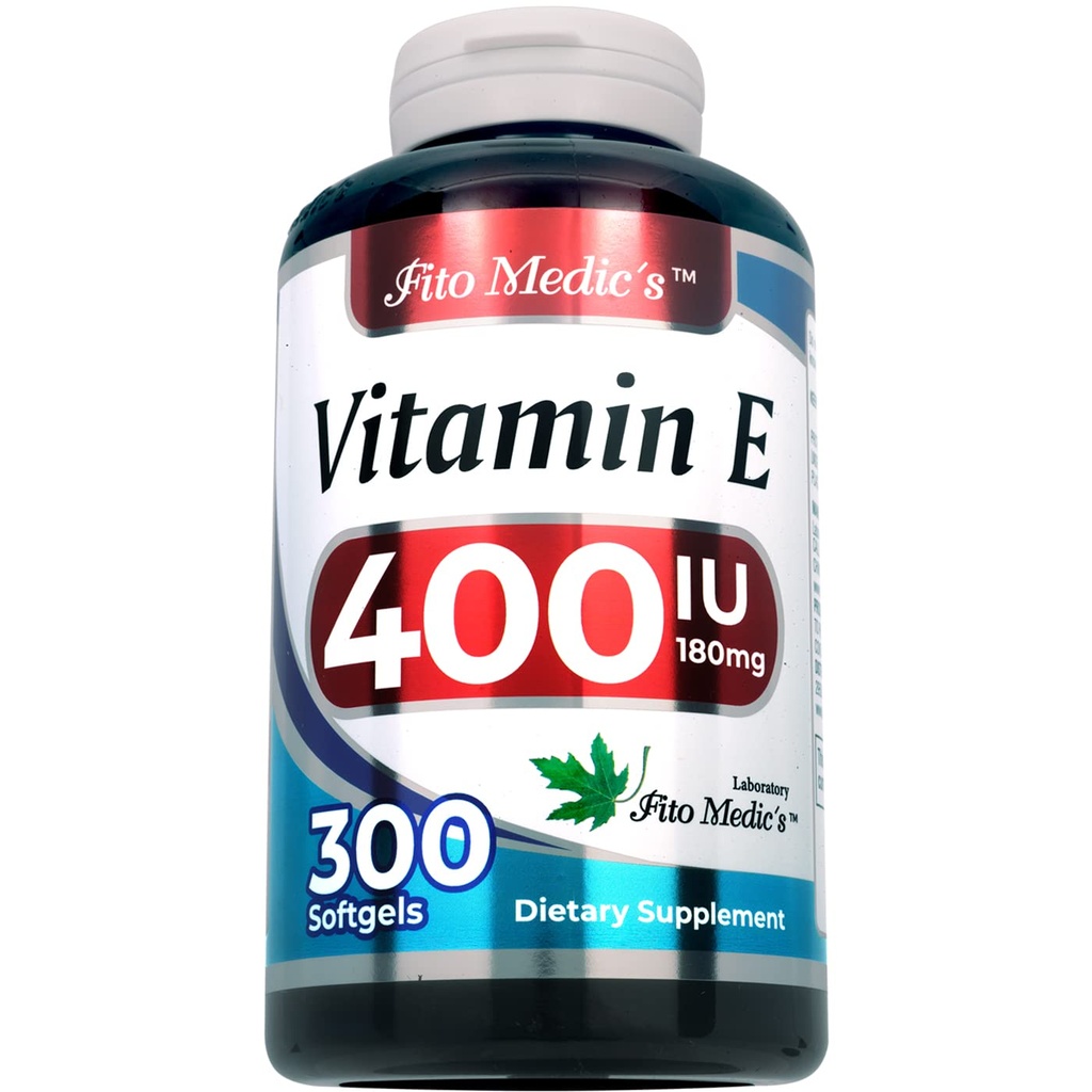 Lab FITO MEDIC - Vitamin e - 400 IU, 300 Softgeels of - Pure- Vitamin e Oil - untuk antioksidant- Vitamin e Kapsul - Tinggi Ultra Absorption - Alagina e.