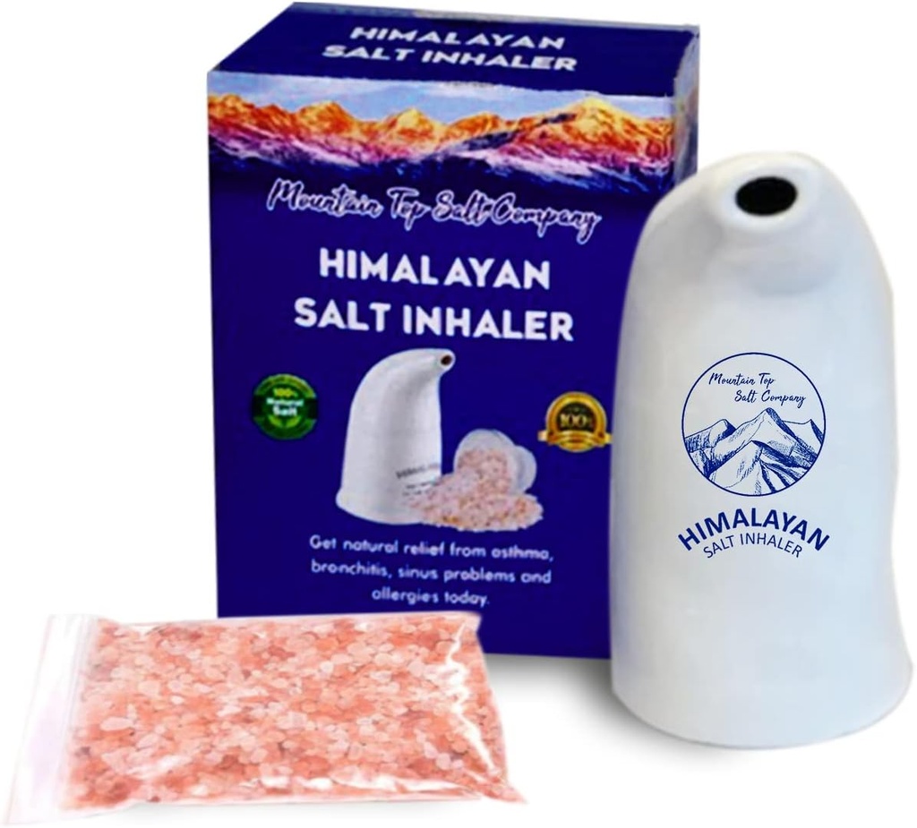 Ceramic Himalaya Salt Inhaler dengan Himalaya Pink Crystal Salt - Great for Allergy, Astma Relief, dan Kondisi Repiration - Handheld dan Portabel