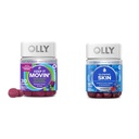 OLLY Constipation Relief Gummies dengan Rhubarb, Prunes, Amla Plum Berry Flavor 30ct dan Glowing Skin Gummy dengan Acid Hyaluronic, Collagen, Sea Buckthorn 25 Day Plump Berry 50 Count