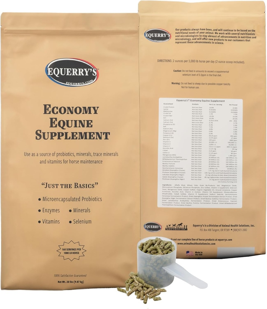 Equerry 's Economy Equine Supplement - Horse Progetic 124; Horse Vitamin and Mineral Supplemen Enzymes and Selenium, 20lb