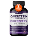 Gade Nutrition Quercetin dengan Bromelain & Elderberry 124; Quercetin dengan Vitamin C dan Zinc 124; Zinc Quercetin 500mg dengan Vitamin D3 124; Daily Immune Suppplemen Supplemen - 2 Bulan