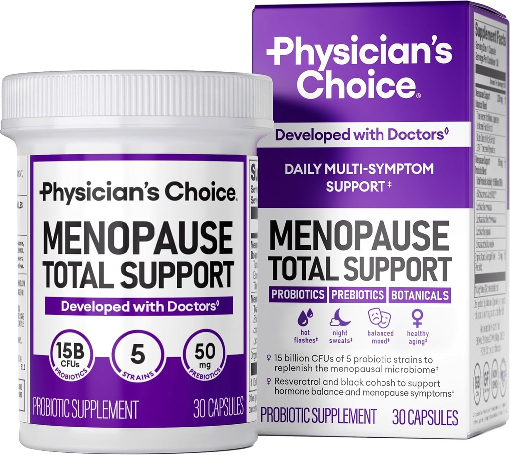 Tambahan Probiotik Menopause Dokter untuk Perempuan - Mensupport Hormone Saldo, Hot Flashes, Night Sweats, Weight Management, Bloating & Gut Health - dengan Black Cohosh, Resveratrol + - 30ct