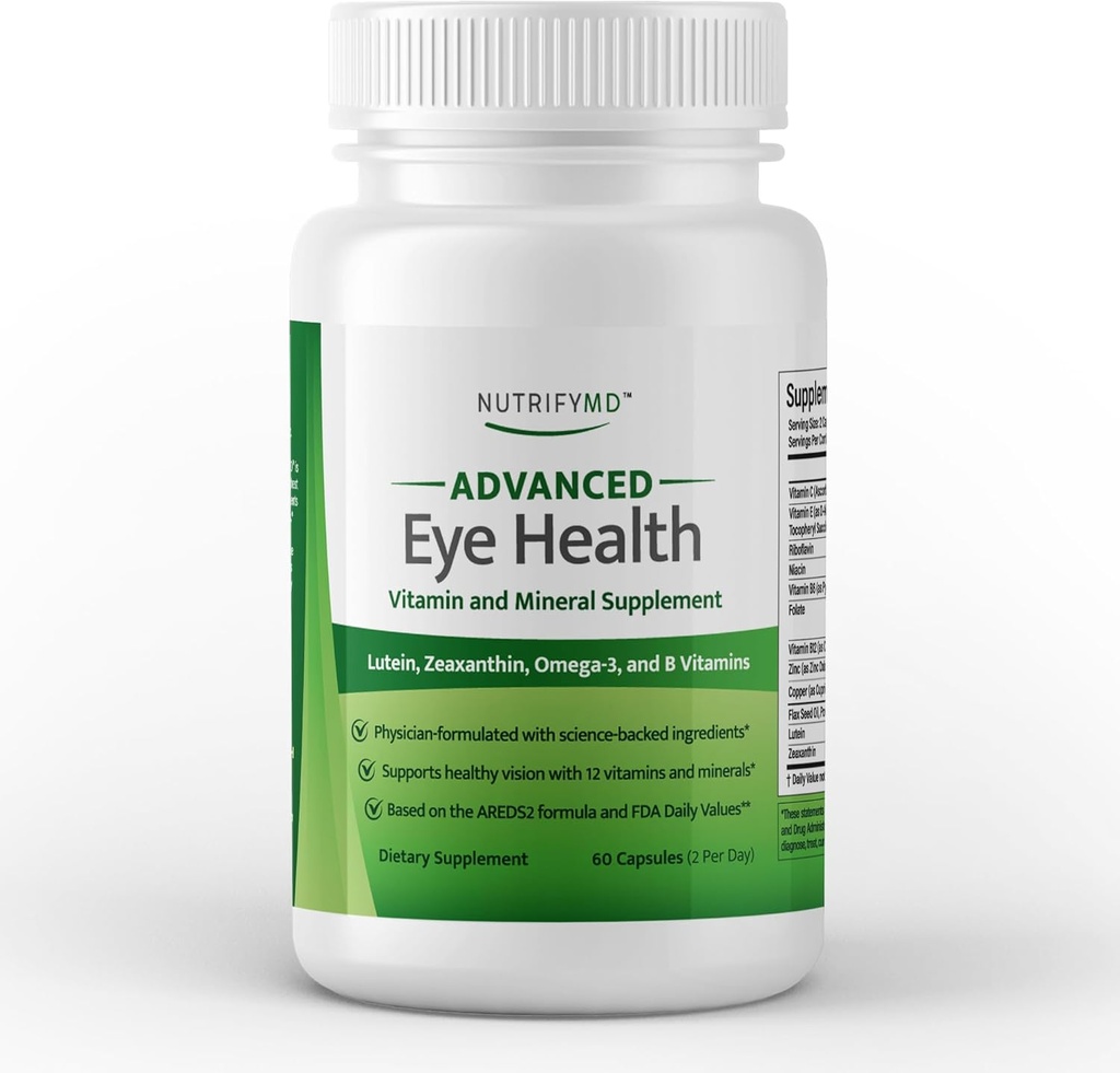 Advanced Eye Health Vitamin and Mineral Suplemen dengan Lutein, Alaxanthin, Omega-3, dan B Vitamin - 60 Kapsul