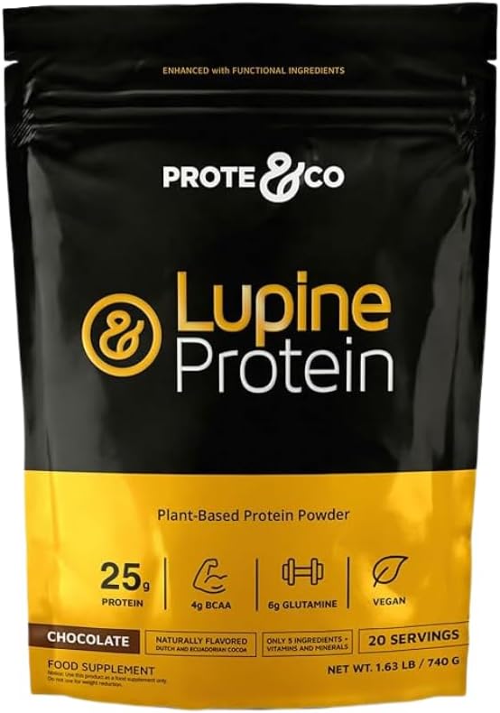 Prote & Co Lupin Protein - 24g tanaman Vegan berbasis bubuk Protein. Non GMO, Tanpa Tambahkan Gula, Laktosa Bebas Gluten, Bebas Soy, 20 Pelayan