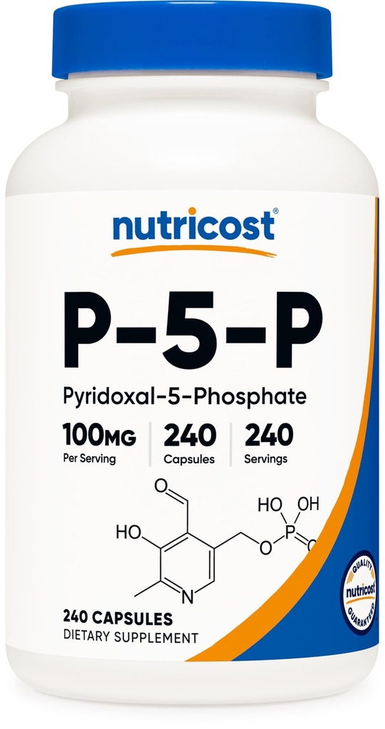 Nutricost P5P Vitamin B6 Tambahan 100mg, 240 Capsules (Pyridoxal- 5- Fosfat) - Vegetarian Friendly, Non-GMO, Gluten Free