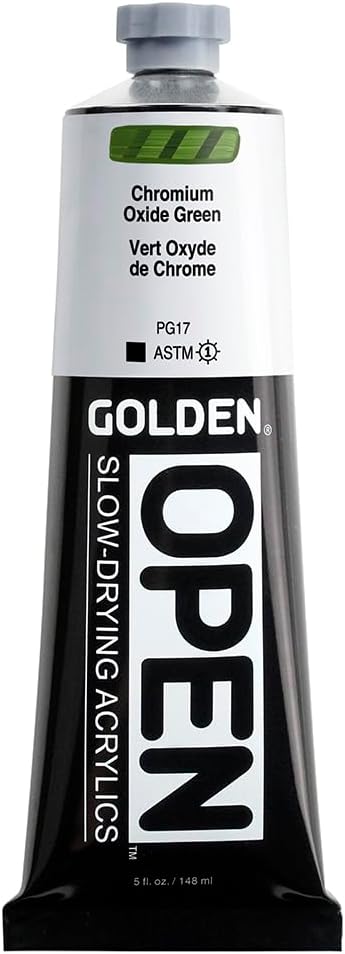 OPEN Slow- Drying Acrylians by GOLDEN, Chromium Oxide Green, 5 fl oz. tabung, Professional Acrylic Paint, Opaque