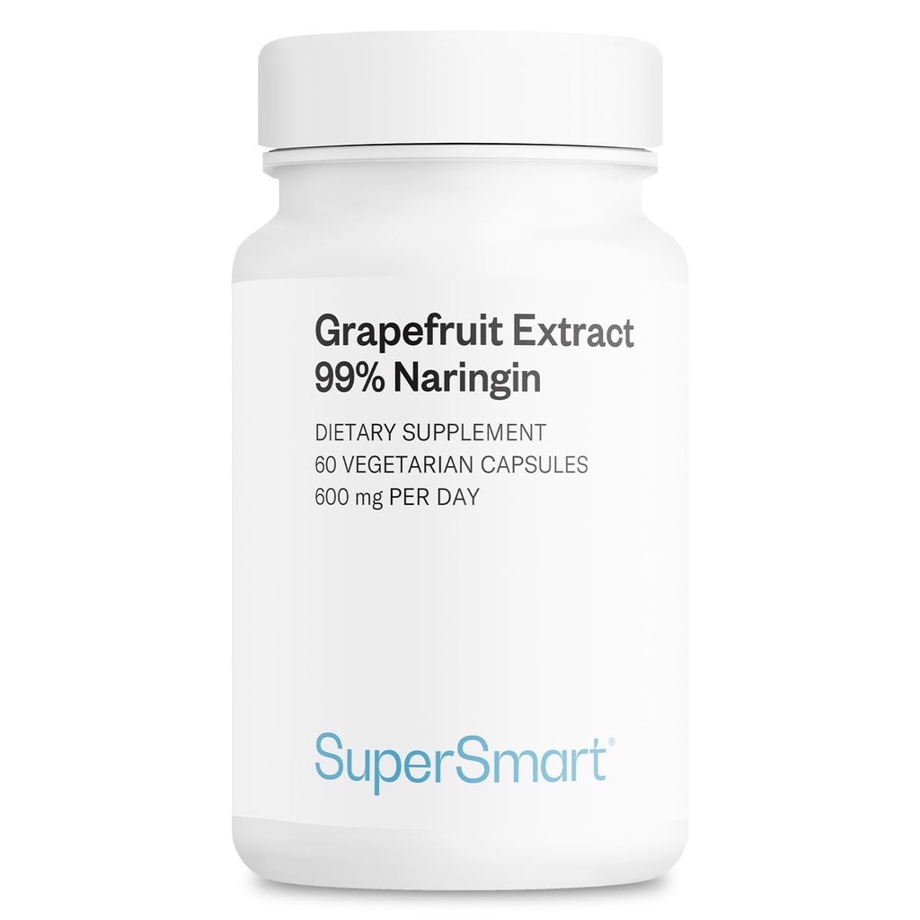 Supersmart - Grapefruit Extract 600mg per hari (99% Naringin) - Suplemen Potency GSE Tinggi 124; Non-GMO & Gluten Free - 60 Vegetarian Capsules