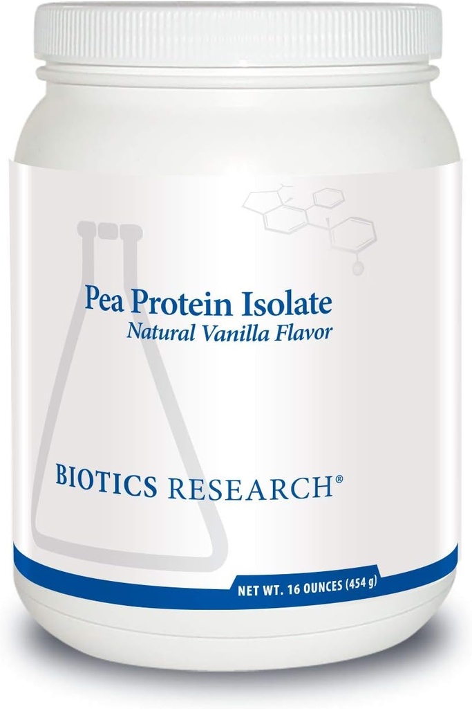 Riset Biotika Pea Protein Isolat Natural Vanilla Flavilla, Campuran Mudah dengan Air atau Jus, Premium Pea Protein, 21 gram Protein Bersih per Serving 16 Ounces