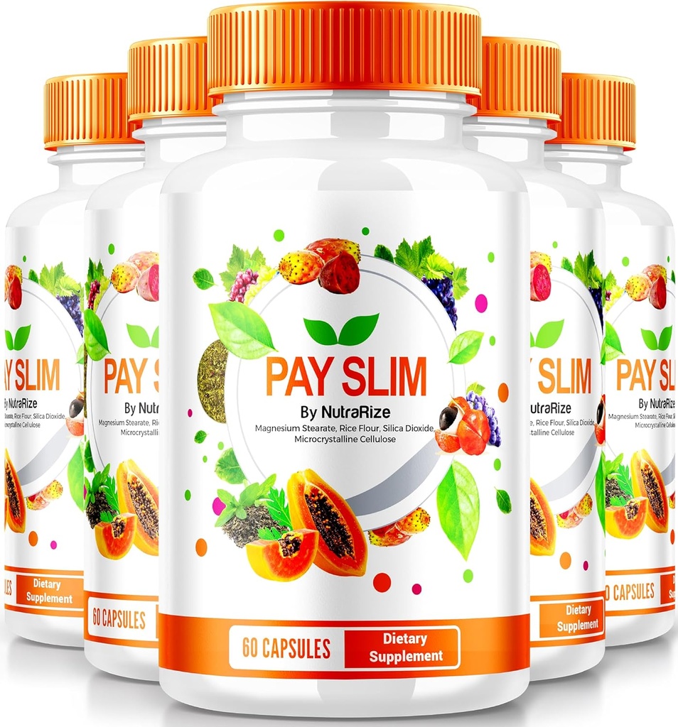NutraRize (5 Pack) Pay Slim Capsules, PaySlim All-Natural Suplement for Healthy Weight Loss, Premium Formula Formula to Achieve Body and Fitness Goals, Review Resmi (300 Capsules)