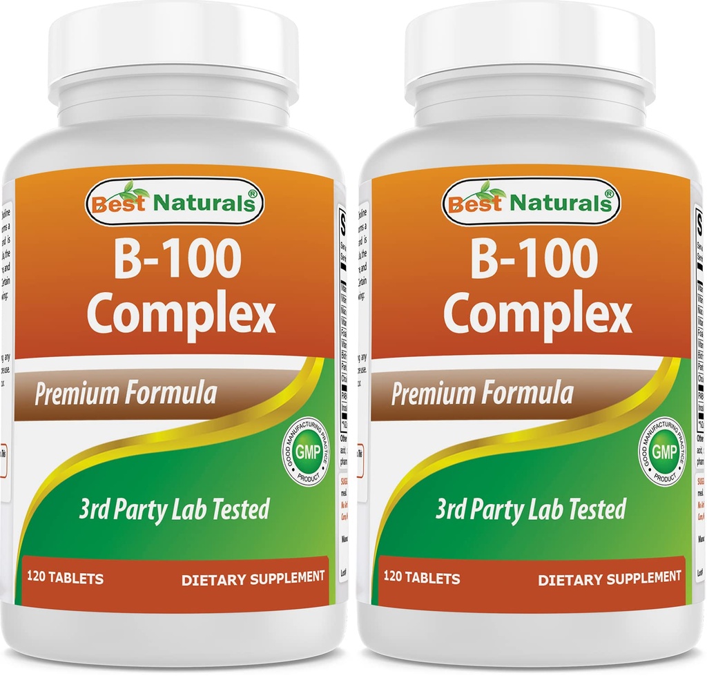 Kompleks B 100 Terbaik 120 Tablet (B Kompleks Vitamin) (120 Cacah (Paket 2)