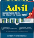 Advil Ibuprofen Tablet, 200 mg Pain Reliever / Fever Reducer (NSAID), 100 tablet (50 Paket 2 tablet)