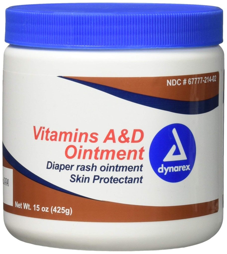Dynarex Vitamin A & D Ocony, Oquel dengan Vitamin A dan Vitamin D Skin Protectant, untuk Diaper Rash dan Discomfort, White, 15 oz Jar