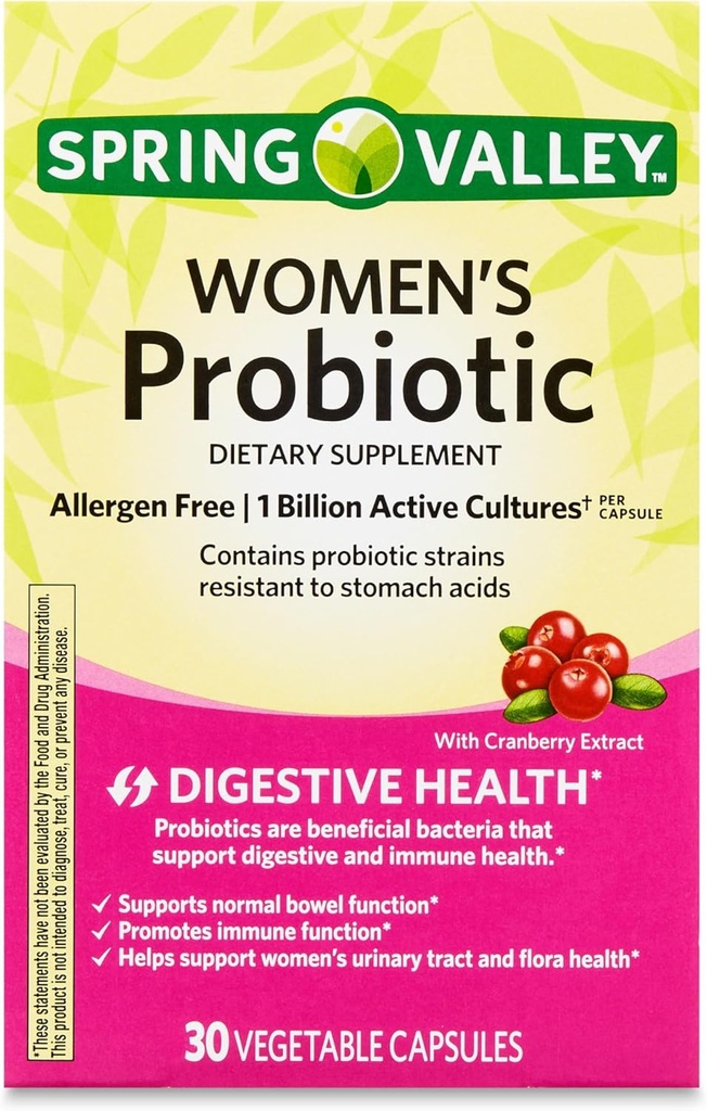 Suplemen Probiotik Perempuan dengan Prebiotic Inulin & Cranberry - Digeptical, Urinary, & Imune Health Support, 1 Milyar Budaya Aktif, 8 Strain, 30 Count Capsules