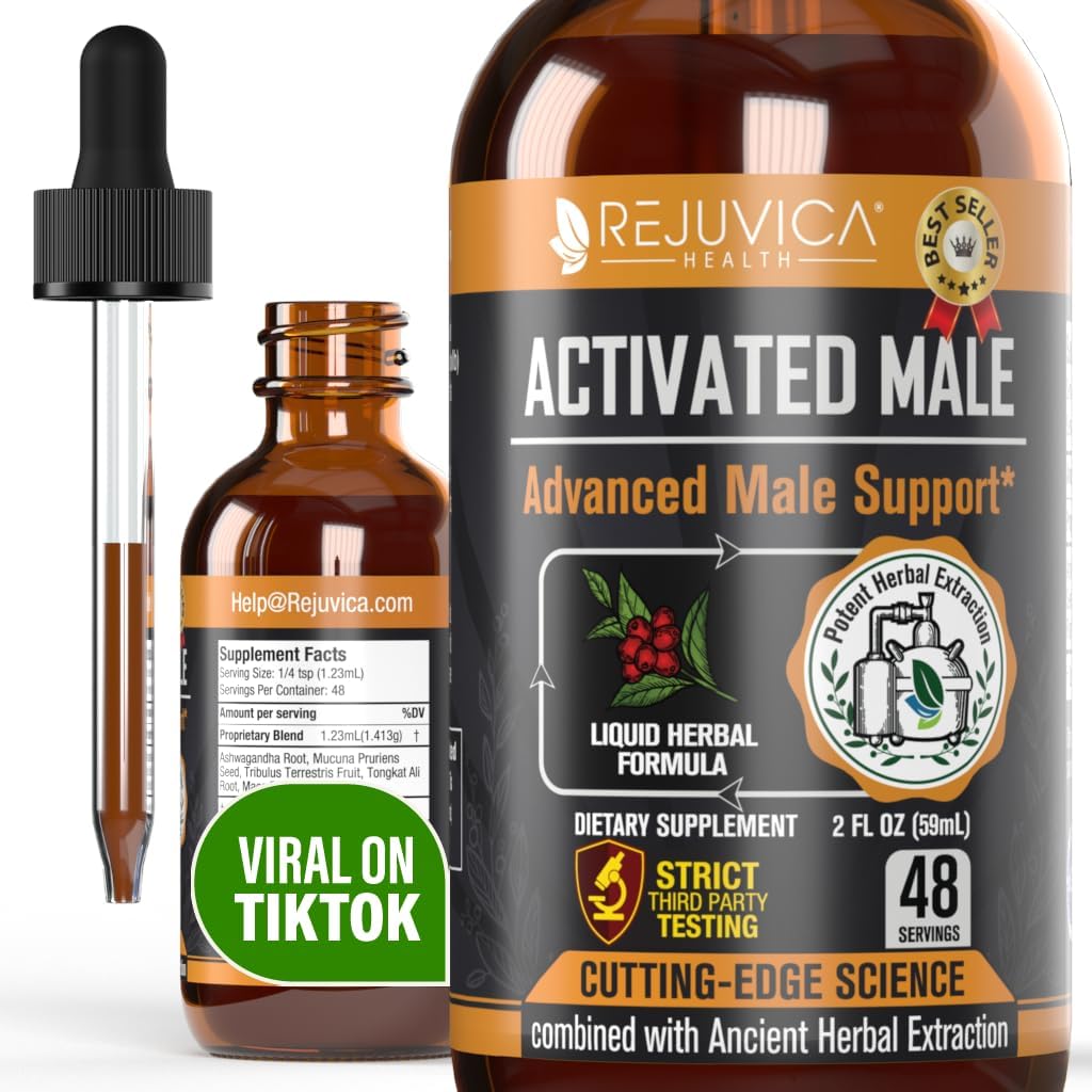 Rejuvica Health Activated Male - Advanced Male Libido Dukung Tincture - Enhanced Liquid Deliquid for Better Absorpsi - Ashwagandha, Mucuna, Tonkat Ali, Tribulus & More!