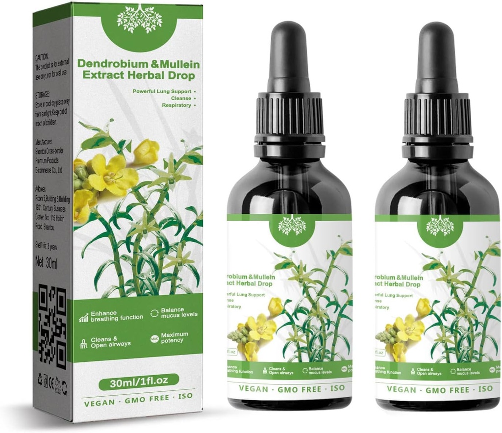 Dendrobium & Mullein Extract Herbal Drops powerful Lung Dups, Dendrobium & Mullein Extract Herbal, Herbal Care Essence (2pcs)