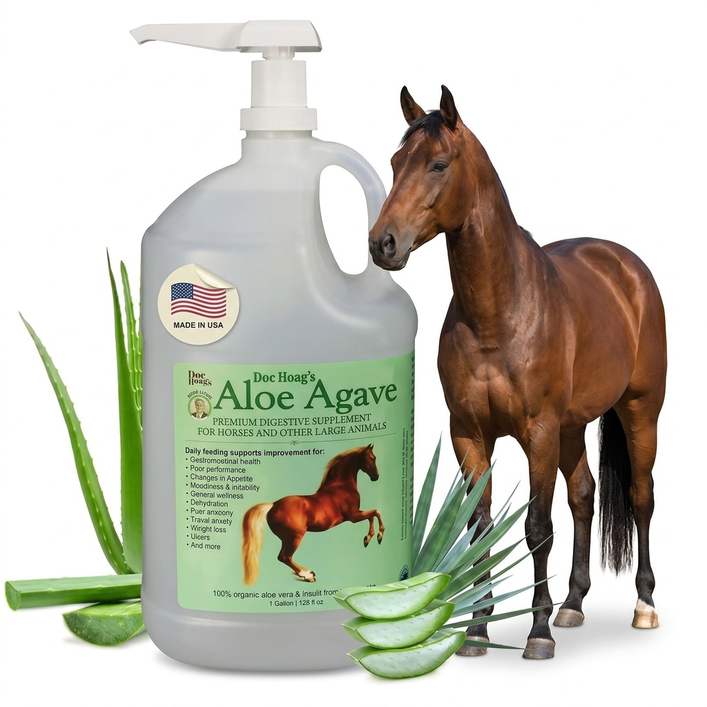 Doc Hoag 's Aloe Vera + Agiven Premium Horse Suplement - Made in USA - Original Udder Balm - Natural Gastric Dukungan untuk Kuda & Large Animals - Stress Relief & Ulcer Care, 128 Fl Oz.