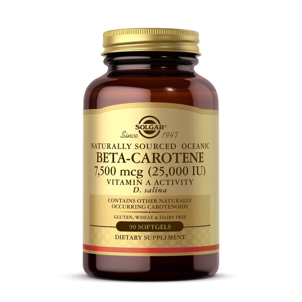 Solgar Oceanic Beta- Carotene 25,000 IU - 90 Softgels - PowerAntioksidant - 100% Natural Provitamin A - Gluten Free, Dairy Free - 90