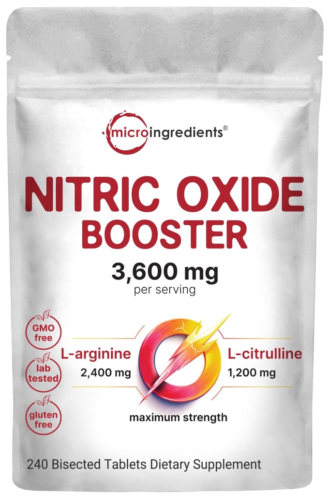 Tambahan Nitric Oxide untuk Pria & Women 3.600mg, Tablet Biseted 240, 124; 80 Servings 14; Max Power Nitric Oxide Booster dengan L- Arginine & L- Citrulline 124; Muscle, Circulation & Heart Health Support