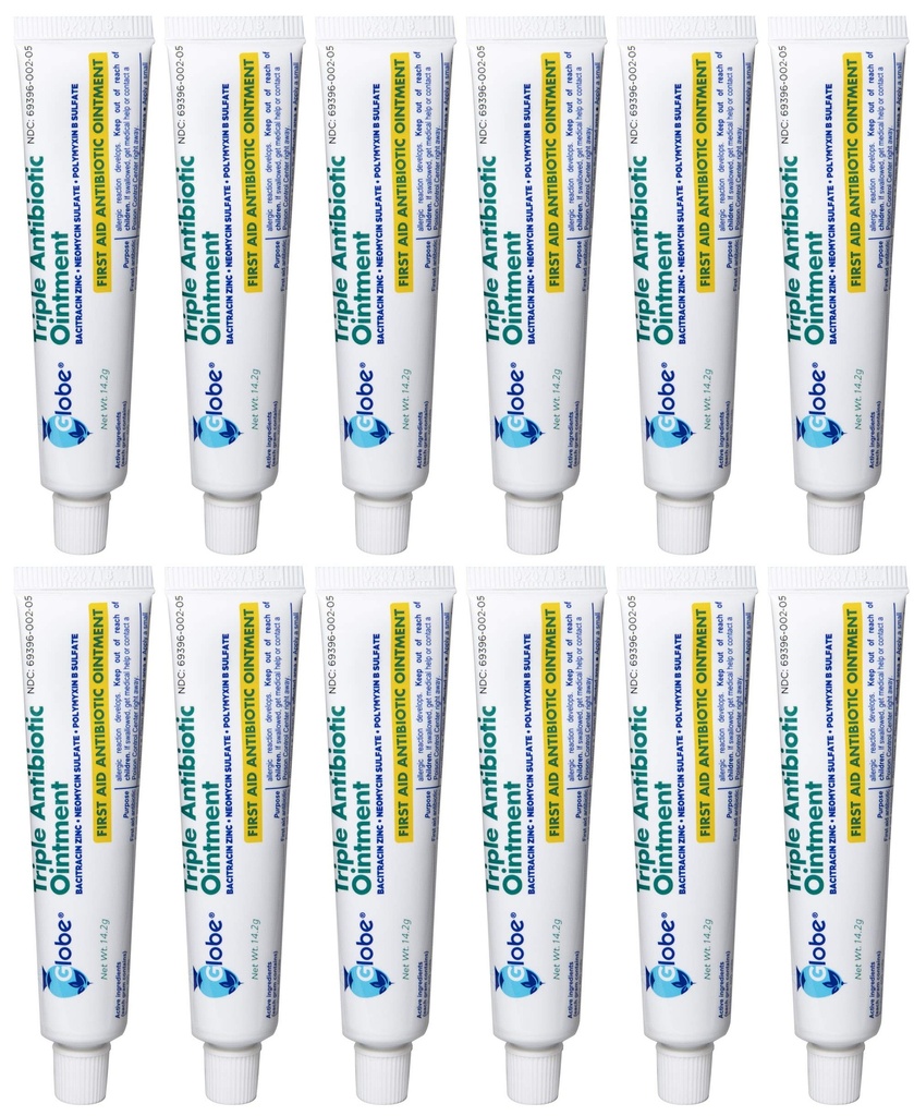 Globe (12 Pack) Triple Antibiotic Aid Pertama Oxale 1 oz, Aid Antibiotic Oquist, Perlindungan Infeksi 24 Jam, Perawatan Luka untuk Scrapes Minor, Burns and Cuts