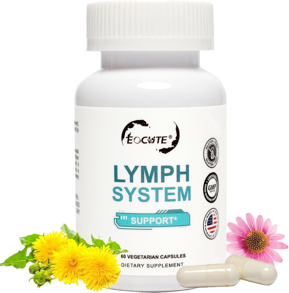 Suplemen Dukungan Sistem Lymphatic - Tambahan Drainage dengan Ekstrak Purea Echinacea, Danddelion Ekstrak 60 Count