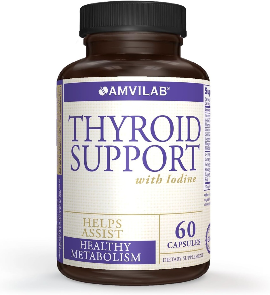 Dukungan Tiroid dengan Iodin, Vitamin B12 dan 12 Ingreden Lainnya - Thyroid sehat, Happy Life. Revitalisasi Metabolisme, Kesehatan Energi & Kognitif. 60 Capsules