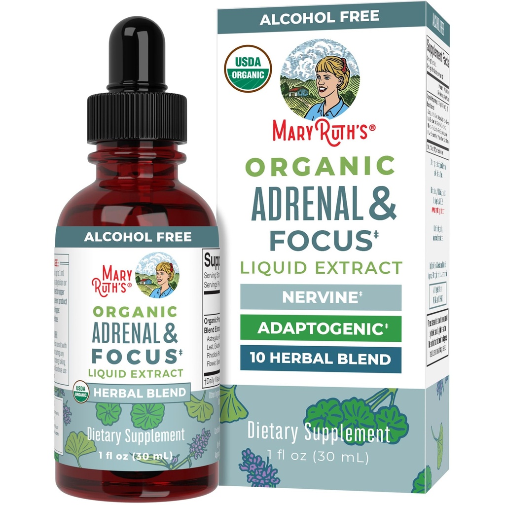 MaryRuth Organics - USDA Organic Brain Nootropic Supplemen untuk Orang Dewasa dengan Ginkgo Biloba & Astragalus 124; Focus & Adrenal Dukung 124; Brain & Memory Drops 124; Vegan 124; Non-GMO 124; Gluten Free 124;