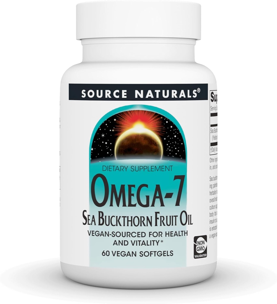 Sumber Omega-7 Sea Buckthorn Fruit Oil, Non- GMO, Vegan - Softgels for Health and Vitalitas * - 60 Vegan Softgels