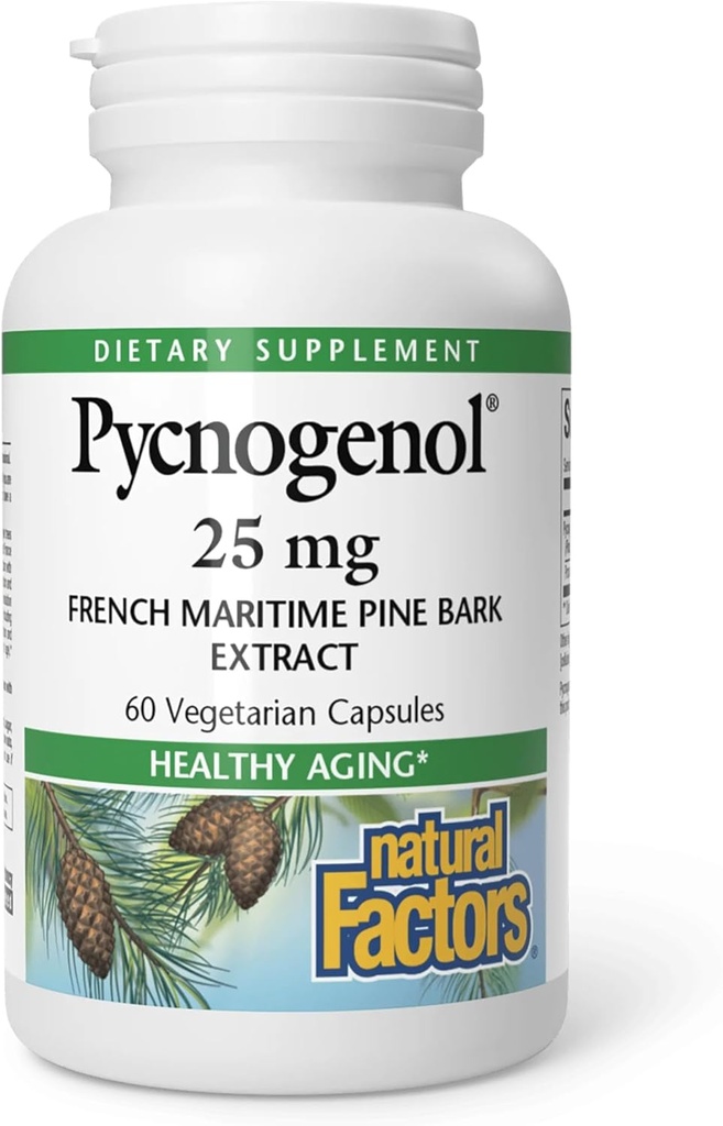 Faktor Alam Pycnogenol 25 mg, Dukungan Antioksidant untuk Penuaan Sehat, 60 Kapsul