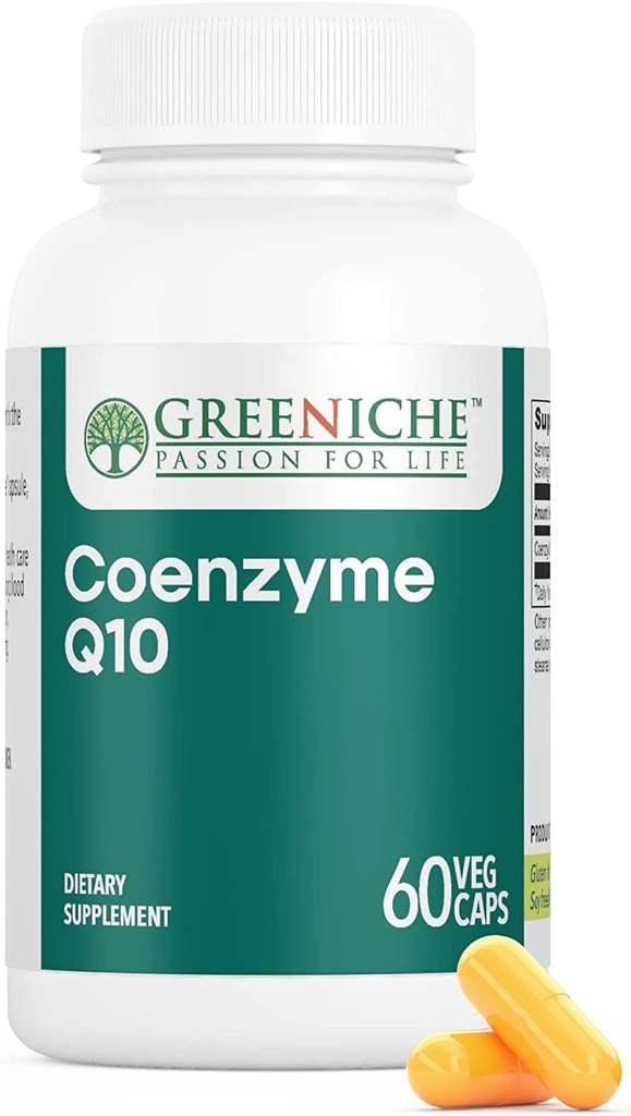 Greeniche Koenzim Q10, 60 Caps, Absorpsi Tinggi Coq10, Vegan, Gluten Bebas