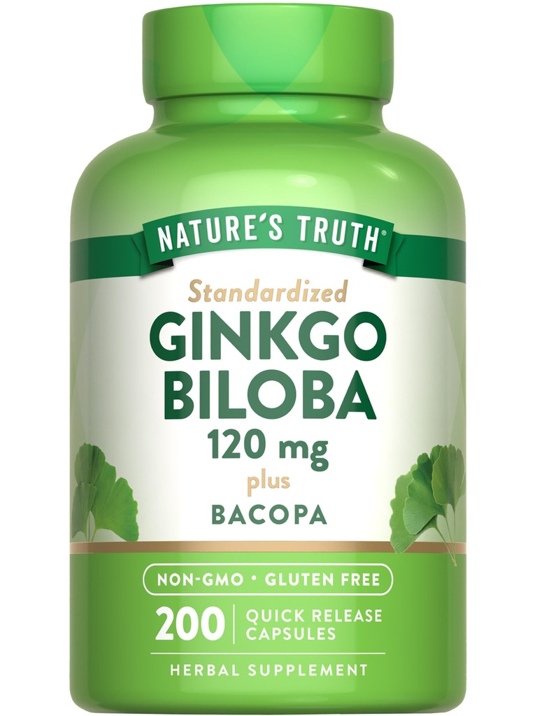Nature 's Truth Ginkgo Biloba 120mg 124; Plus Babopa 124; 200 Quicklease Capsules 124; Standardisasi Ekstrak 124; Non-GMO dan Gluten Free Suplemen