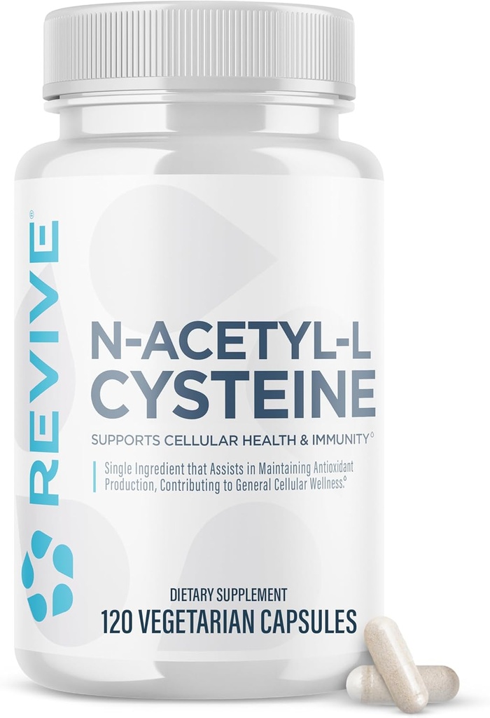 Revive MD NAC Suplement for Men & Women - N-Acetyl Cysteine Support Respirate, Cardiovascular & Cellular Health - Antioksidant & Imune Support (120 Capsules, 60 Servings)