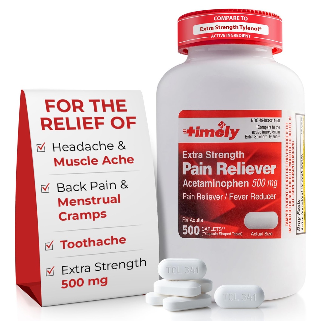 Seringkali Acetaminophen 500mg - 500 Caplets - Ekstra Kekuatan Penahan Rasa Sakit - dibandingkan dengan bahan aktif dalam Kekuatan Ekstra - Menstrual Kram, Demam Reducer, Minor Pain Arthritis
