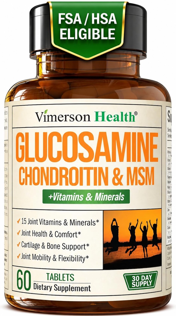 Glucosamin Chondroitin MSM Suplemen - Advanced Joint Sulsine 1000mg, Chondroitin Sulfate & MSM, Vitamin B12 dan More for Joint Health - FSA Eligned