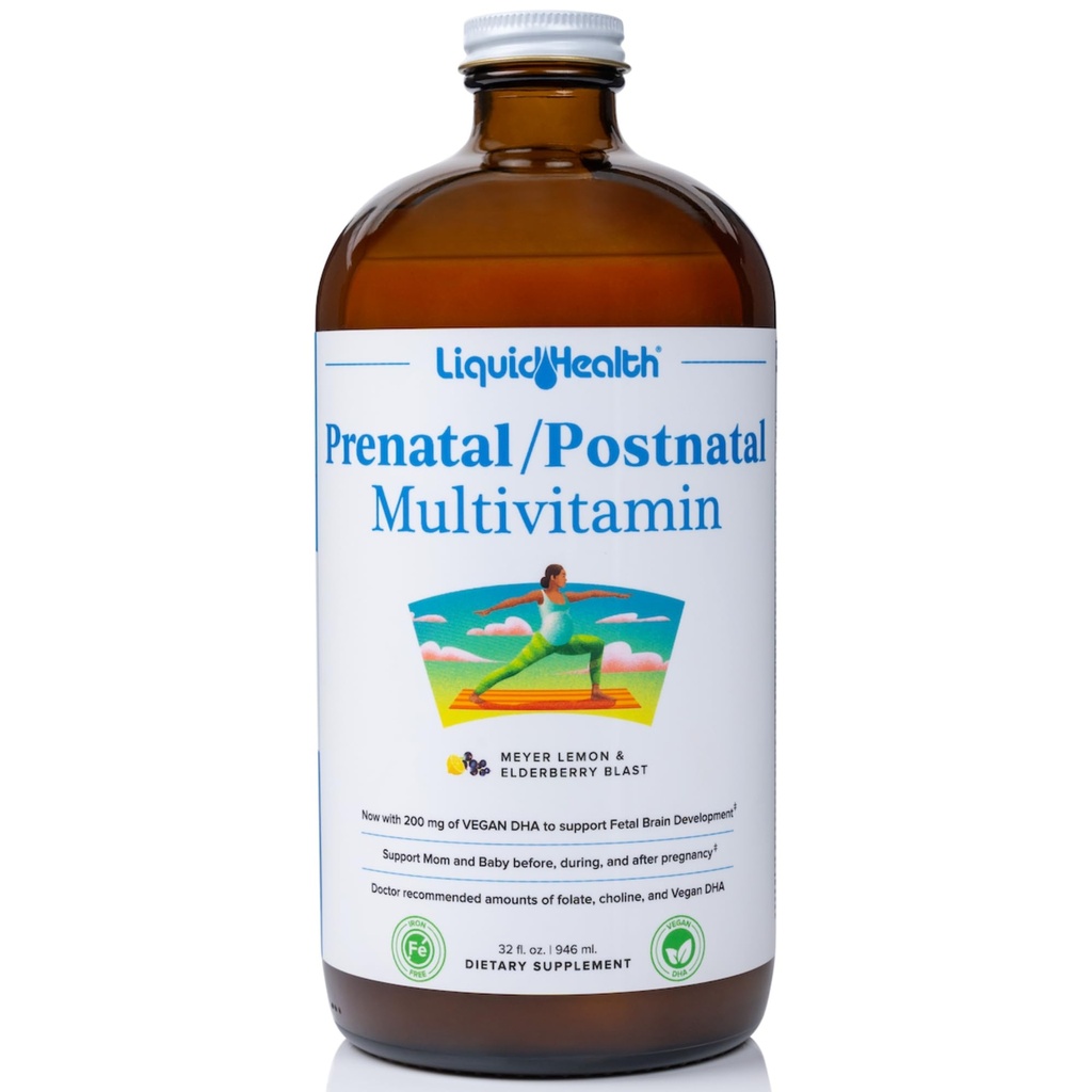 LIQUIDHEALTH Prenatal / Posnatal Multivitamin Women 's Multivitamin - Pra & Postnatal Vitamin for before, During, After Pregnancy - Made in USA, Vegan, Sugar- Free, Non-GMO (32 oz)
