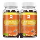 (2 Paket) Black Seed Oil Sea Moss Gummies with Ashwagandha, Burdock Root, Linden Honey, Elderberry, Turmeric, Vitamin C, D3 & Zinc - Menyediakan kekebalan, Joints, Dibuckle, Rambut & Skin, Vegan Gummies 120
