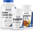 Nutricost Alpha Lipoic Acid 600mg, 240 Caps & CoQ10 100mg, 120 Caps & Turmeric 500mg, 120 Caps dengan BioPerine
