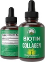 Liquid Collagen for Women and Men with Biotin. Tingkat 2-in- 1 Oral Drops untuk Pertumbuhan Rambut, Kulit, dan Kuku. 10.000 mcg Bovine Collagen Peptides + 5.000 mcg Biotin. Gluten Free, Zero Sugar Suplemen